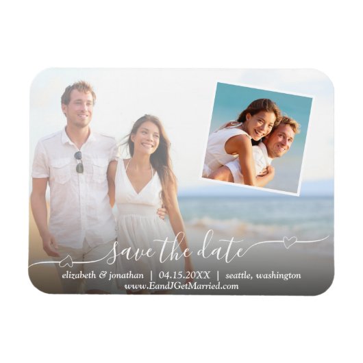 Foto Elegantes Skript mit Hearts Modern Magnet (Horizontal)