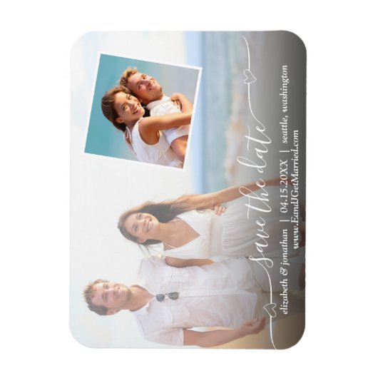 Foto Elegantes Skript mit Hearts Modern Magnet (Vertikal)