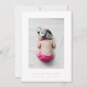 Foto Elegantes, weiches, rosa Rahmen gebärendes Ba Ankündigung (Vorderseite)