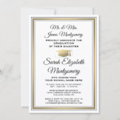 Foto & Eltern benennen Gold White Graduation Party Einladung (Vorderseite)