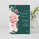 Foto Emerald Blush Dark Moody Blumenschrift Einladung (Stehend Vorderseite)