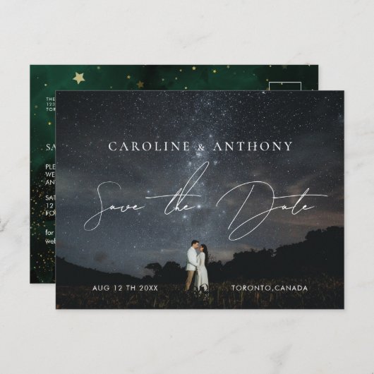 Foto Emerald Green Black Magic Postkarte (Vorne/Hinten)