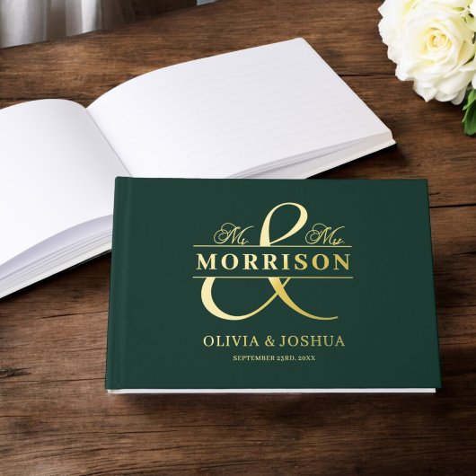 Foto Emerald Green Elegant Wedding Gold Gästebuch