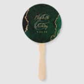Foto Emerald Green Gold Agate Script Hochzeit Fächer (Rückseite)