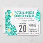 Foto Emerald Yellow Mint Moderne Blumenhochzeit Einladung (Vorderseite)