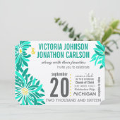 Foto Emerald Yellow Mint Moderne Blumenhochzeit Einladung (Stehend Vorderseite)