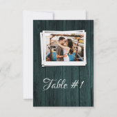 Foto-Empfang aus aquamarinem Holz Einladung (Vorderseite)