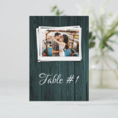 Foto-Empfang aus aquamarinem Holz Einladung (Stehend Vorderseite)