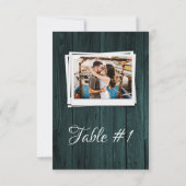 Foto-Empfang aus aquamarinem Holz Einladung (Rückseite)