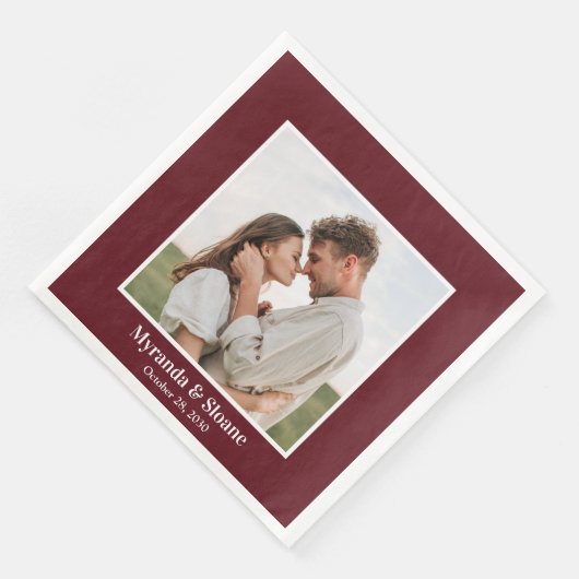 Foto Engagement Partei Burgund Serviette (Ecke)