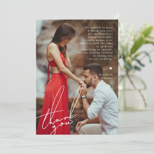 Foto Engagement Party Danke Karte (Stehend Vorderseite)