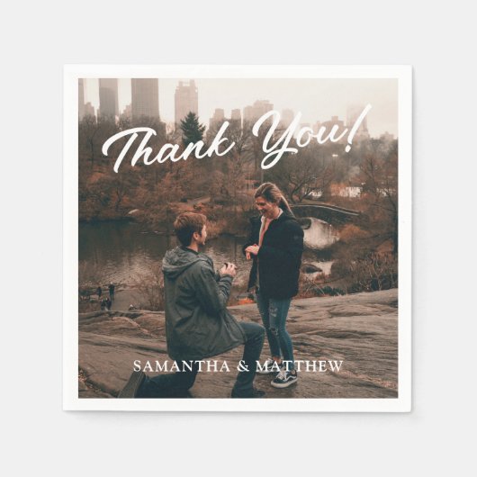 Foto Engagement Party Danke Serviette (Vorderseite)