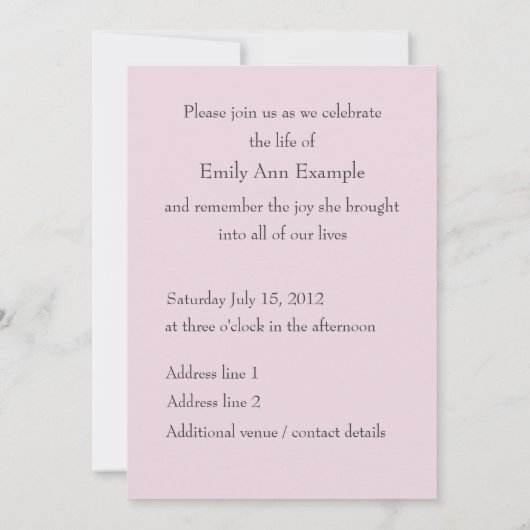 Foto-Erinnerung / Beerdigung Einladung (Rückseite)