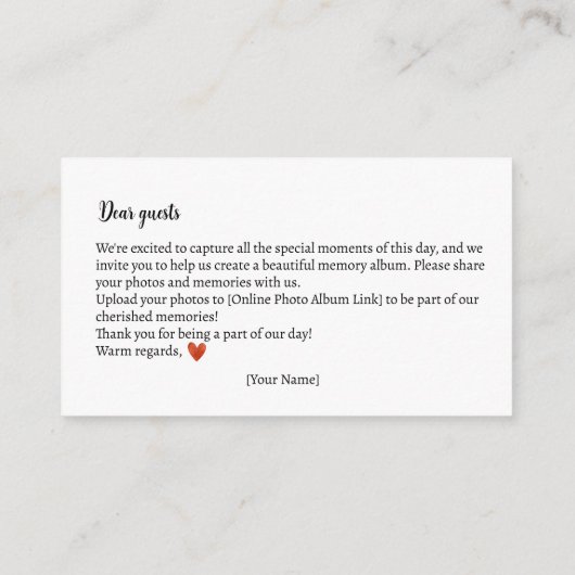 Foto Erinnerungen Herbst Teddy Bear Babydusche Begleitkarte (Rückseite)