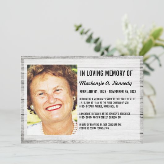 Foto-Erinnerungsservice oder Begräbnis- Einladung (Stehend Vorderseite)