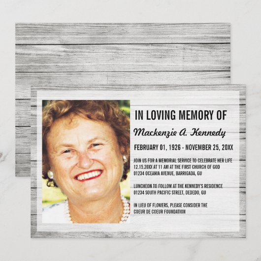 Foto-Erinnerungsservice oder Begräbnis- Einladung (Vorne/Hinten)