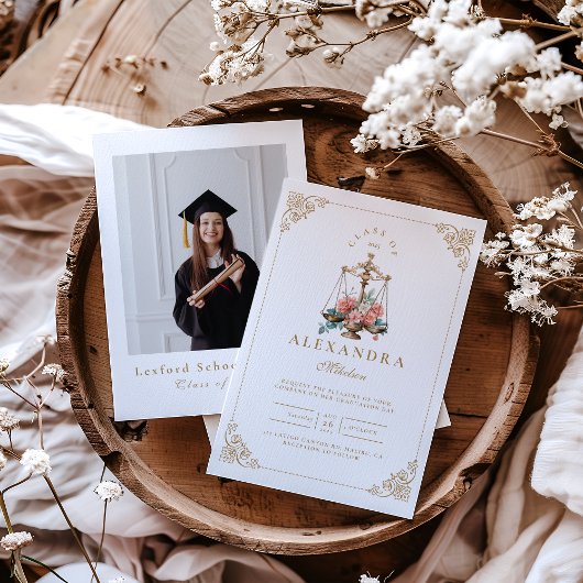 Foto errötet Rosa Blumenschrift Abschluss Einladung