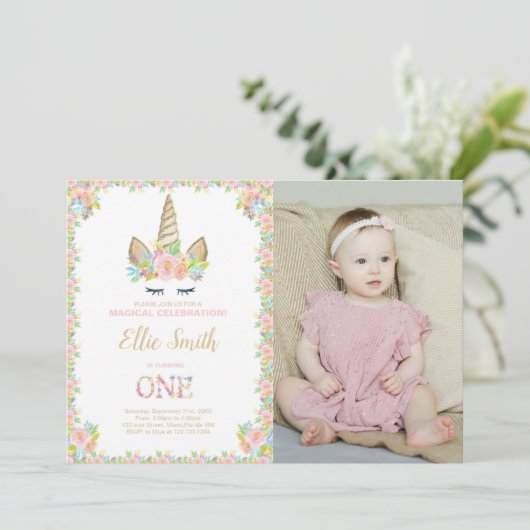 Foto Erste Einladung zum Geburtstag (Stehend Vorderseite)