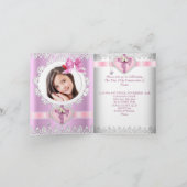 Foto Erste Heilige Kommune 1. Kreuzmädchen Rosa Einladung (Innenseite)
