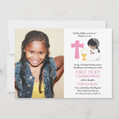 FOTO Erste Heilige Kommunion lädt Black GIRL ein Einladung (Vorderseite)
