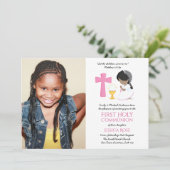 FOTO Erste Heilige Kommunion lädt Black GIRL ein Einladung (Stehend Vorderseite)