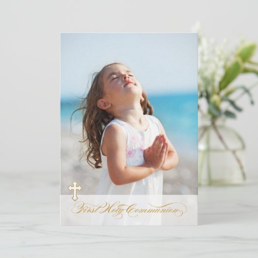 Foto-erste Kommunions-Einladungen Einladung (Stehend Vorderseite)
