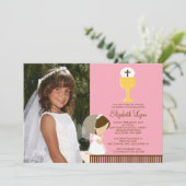 Foto-erste Kommunions-Einladungs-betendes Einladung (Stehend Vorderseite)