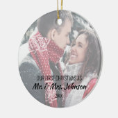 Foto Erste Weihnachten als Mr. & Mrs. Keramik Ornament (Links)