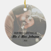 Foto Erste Weihnachten als Mr. & Mrs. Keramik Ornament (Hinten)