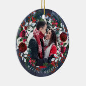 Foto Erste Weihnachten als Mr. und Mrs. rustic Win Keramik Ornament (Rechts)