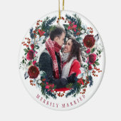 Foto Erste Weihnachten Herr und Frau verheiratet Keramik Ornament (Links)