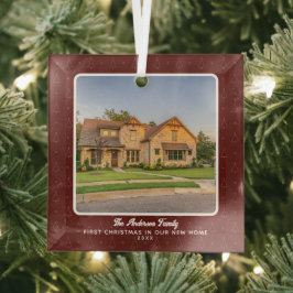 Foto Erste Weihnachten in New Zuhause Ornament Aus Glas