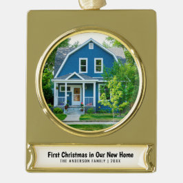 Foto Erste Weihnachten in unserer neuen Zuhause Banner-Ornament Gold