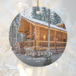 Foto Erste Weihnachten Neue Zuhause Weiße Schrift  Keramik Ornament
