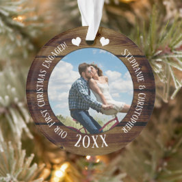 Foto Erste Weihnachten Verlobte Vintage Holzpaare Ornament