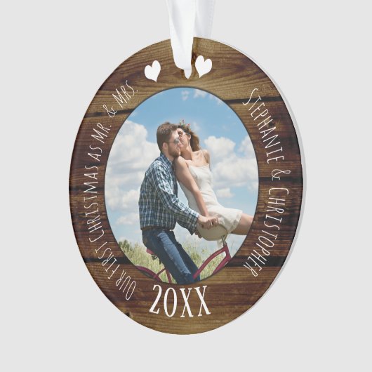 Foto Erste Weihnachtszeit Mr. & Mrs. Double Sided Ornament (Vorderseite)