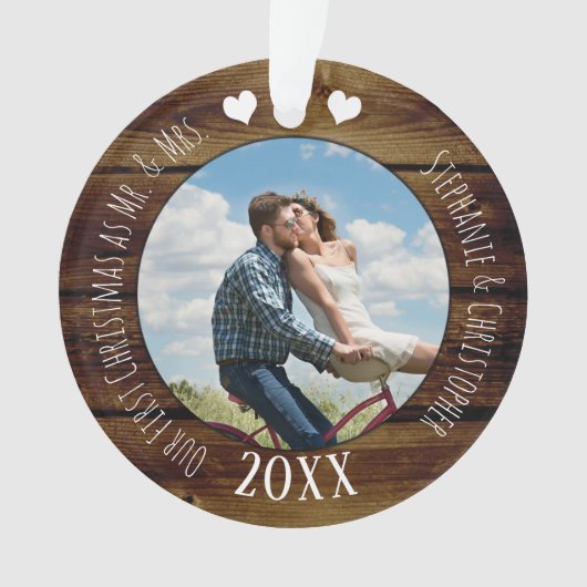 Foto Erste Weihnachtszeit Mr. & Mrs. Double Sided Ornament (Vorderseite)