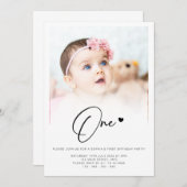 Foto Erster Geburtstag Ein Herz Niedlich Einladung (Vorne/Hinten)