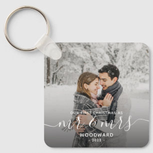 Foto Erstes Weihnachten Verheiratet White Schrift Schlüsselanhänger
