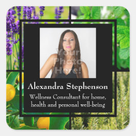 Foto Essential Oil Business Flasche Quadratischer Aufkleber