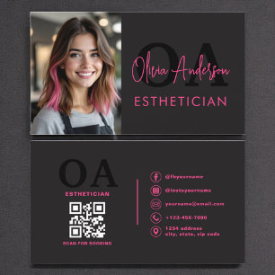 Foto Esthetiker QR Code Hot Pink Black Visitenkarte