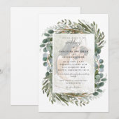 Foto Eucalyptus White Wedding Einladung (Vorne/Hinten)