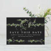 Foto Eucalyptus Wreath Monogram Premium Black Save The Date (Stehend Vorderseite)
