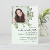 Foto Eukalyptus Beerdigung des Lebens Einladung (Stehend Vorderseite)