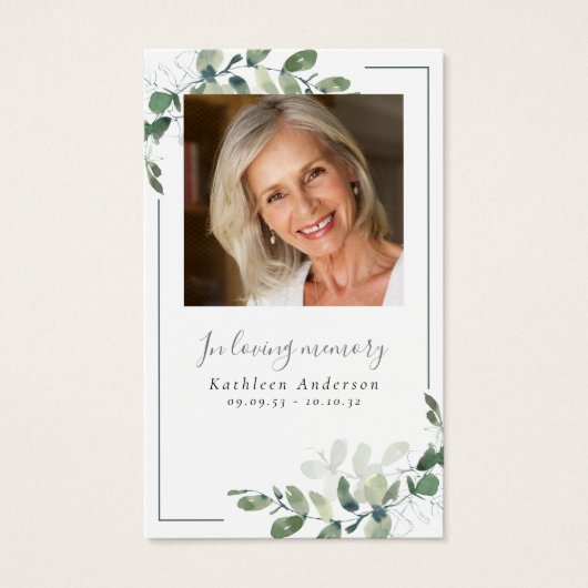 Foto Eukalyptus Beerdigung Gedenkkarte (Vorderseite)