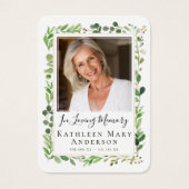 Foto Eukalyptus Beerdigung Gedenkkarte (Vorderseite)