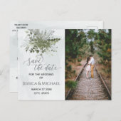 Foto Eukalyptus-Blaues Aquarell Ankündigungspostkarte (Vorne/Hinten)