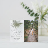 Foto Eukalyptus-Blaues Aquarell Ankündigungspostkarte (Stehend Vorderseite)