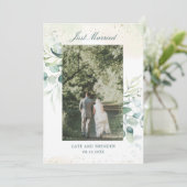 Foto Eukalyptus Grüne Rustikale Hochzeitsempfehlun Einladung (Stehend Vorderseite)
