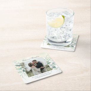 Foto Eukalyptus Rustische Hochzeit Sichern Sie das Rechteckiger Pappuntersetzer